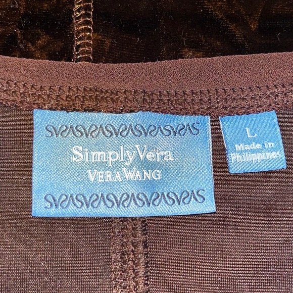 Simply Vera top, dark brown crushed velvet, sheer hemline & metallic stitching - Picture 6 of 8